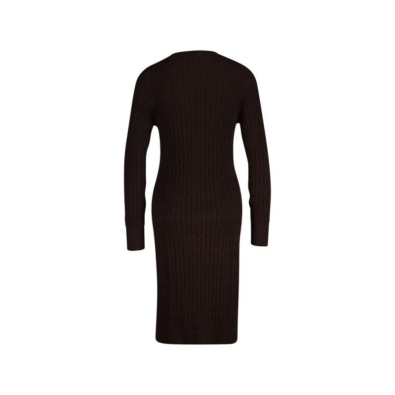 Stretch Cotton Cable Knit Crew Neck Dress - 3GW4502093 - GANT