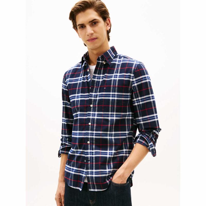 Regular Fit Brushed Oxford Check Shirt - MW0MW40894 - TOMMY HILFIGER