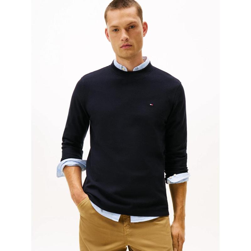 Mercerized Jacquard Long Sleeve Tee - MW0MW42068 - TOMMY HILFIGER