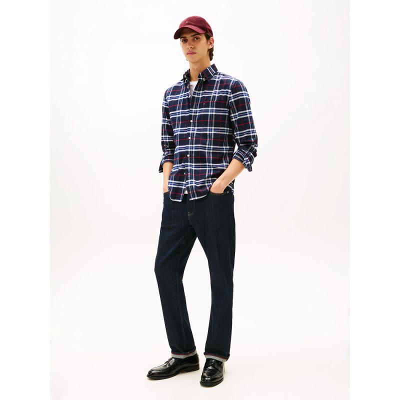 Regular Fit Brushed Oxford Check Shirt - MW0MW40894 - TOMMY HILFIGER