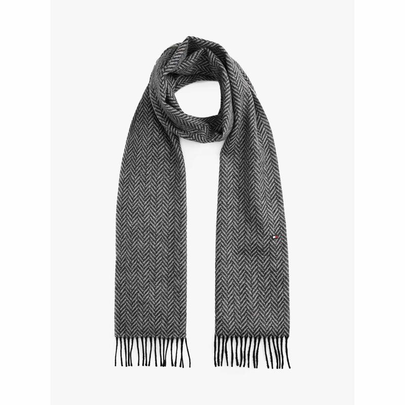 Pure Wool Herringbone Fringed Scarf - AM0AM13593 - TOMMY HILFIGER