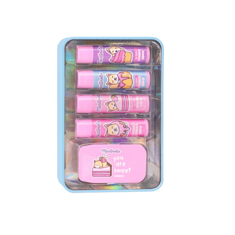 Yummy Lip Care Tin – Lip Balm 4 x 4gr 1 lip gloss 4,5ml & Τσίγκινο Κουτί 9 x 14 x 4,5 cm