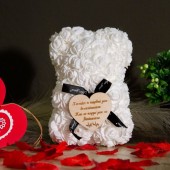 Διακοσμητικό αρκουδάκι από τεχνητά τριαντάφυλλα ''Rose Bear αγάπης'' (HC1124)