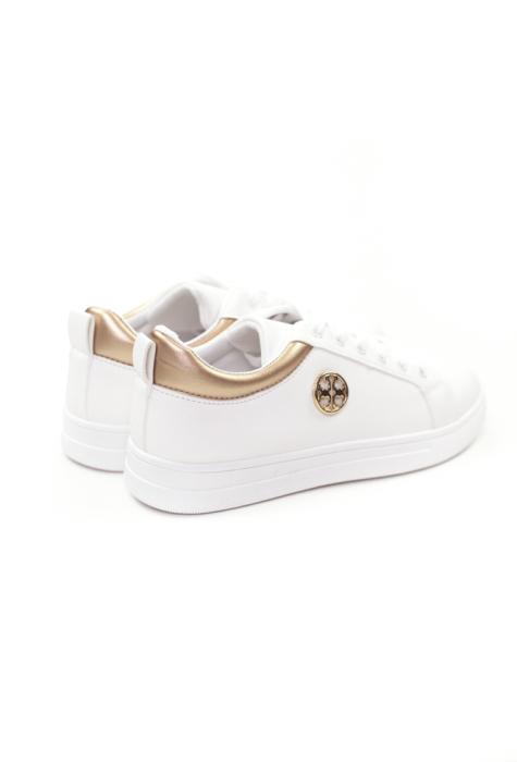 Άσπρο sneakers με ρόζ χρυσή λεπτομέρεια και κορδόνι BY0378