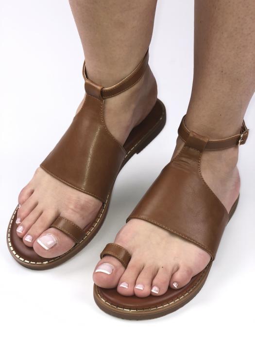 Κάμελ flat σανδάλι με λουράκια 2069841