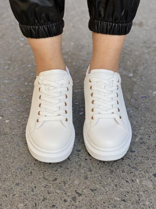 Sneaker με διακοσμητικά στρας άσπρο-ροζ χρυσό C89621