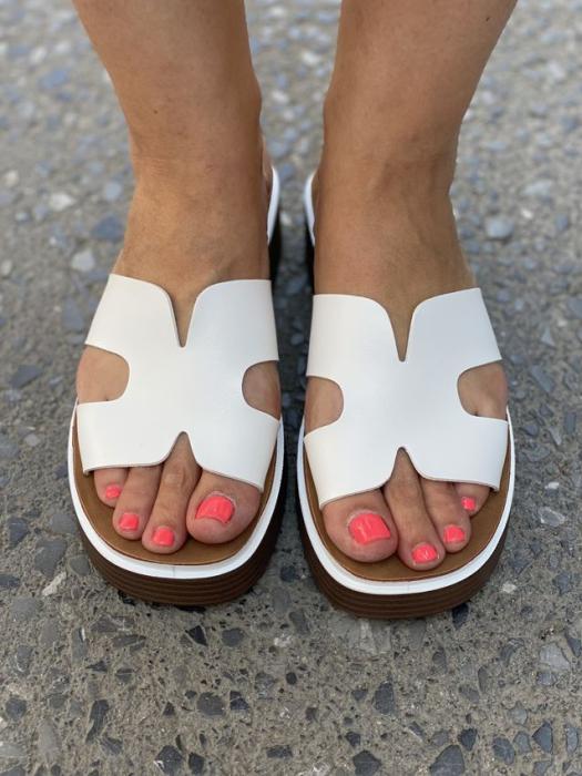 Flatform σανδαλια άσπρα OM6623