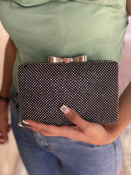 Τσαντάκι clutch με στρας μαύρο 7078