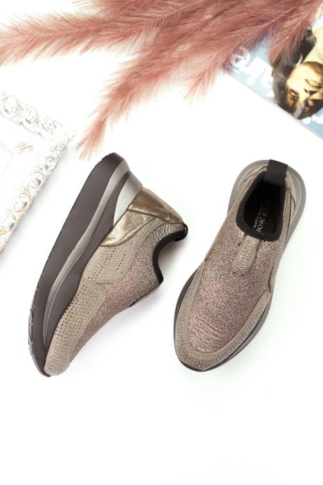 Μαύρο sneakers κάλτσα με πλατφόρμα γκλίτερ και στρας BB130