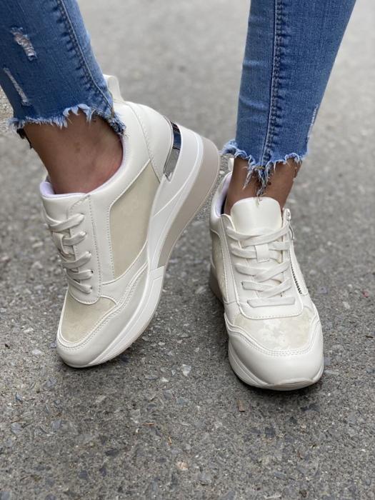 Sneaker με πλατφόρμα και ιδιαίτερο μοτίβο άσπρο H9059