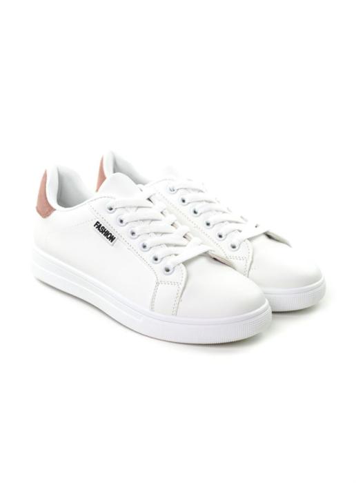 Άσπρο sneakers με ρόζ λεπτομέρεια και κορδόνι OX2513