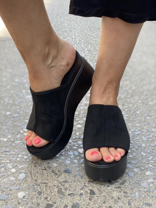 Πλατφόρμα suede μαύρη 5150