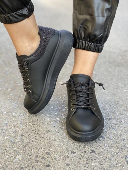 Sneaker με διακοσμητικά στρας μαύρο C89621