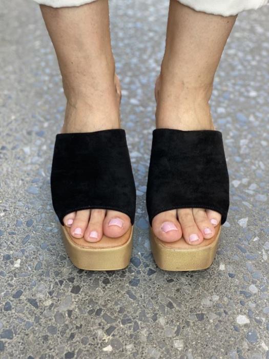 ψηλά τσόκαρα με suede υφή μαύρο 738101