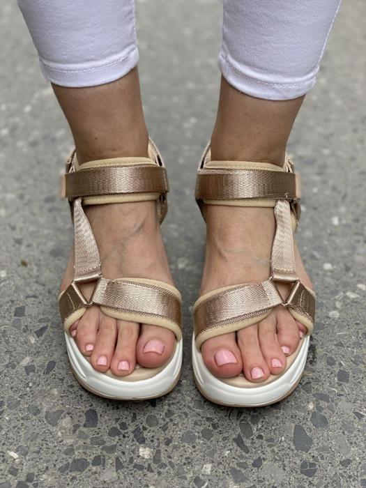 Flatform δίσολο σανδάλι με ρυθμιζόμενα υφασματινα λουριά μπέζ LL1445