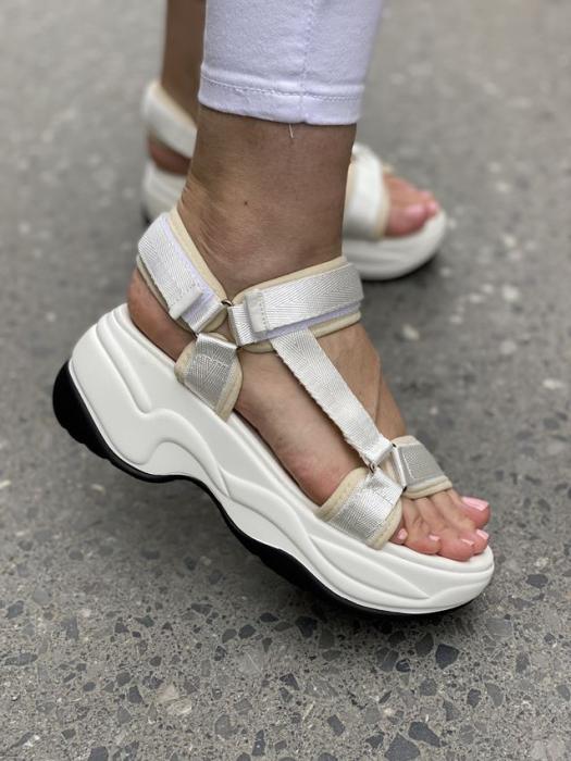 Flatform δίσολο σανδάλι με ρυθμιζόμενα υφασματινα λουριά άσπρο LL1445