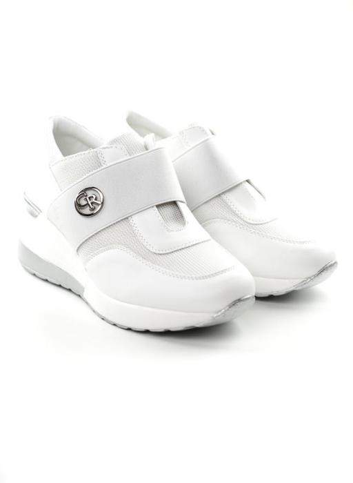 Άσπρο sneakers με λάστιχο και πλατφόρμα H9001