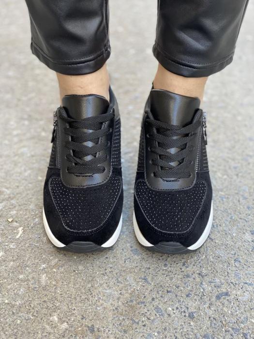 Sneaker με πλατφόρμα στρας και διακοσμητικό φερμουαρ μαύρο 9532
