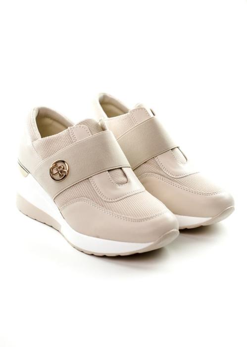 Άσπρο sneakers με λάστιχο και πλατφόρμα H9001