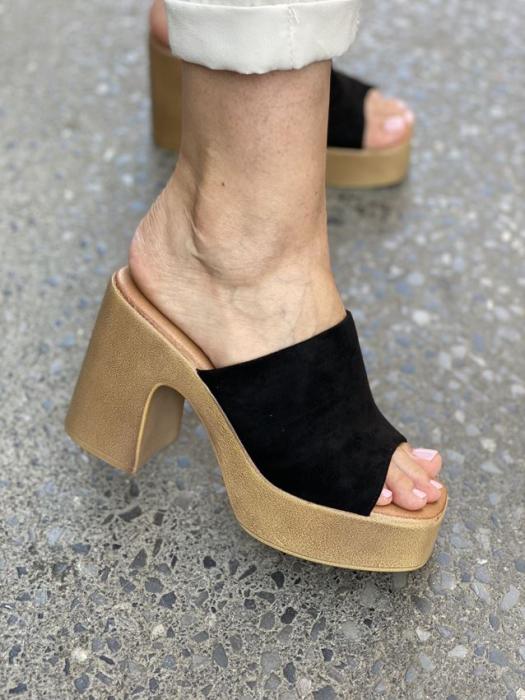 ψηλά τσόκαρα με suede υφή μαύρο 738101