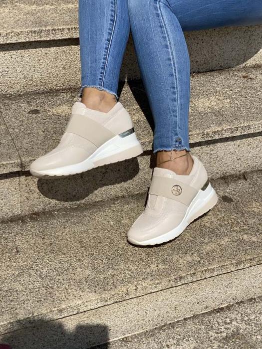 Άσπρο sneakers με λάστιχο και πλατφόρμα H9001