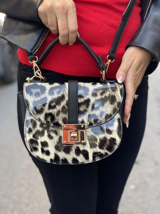 Τσάντα χιαστί animal print άσπρη SW8850