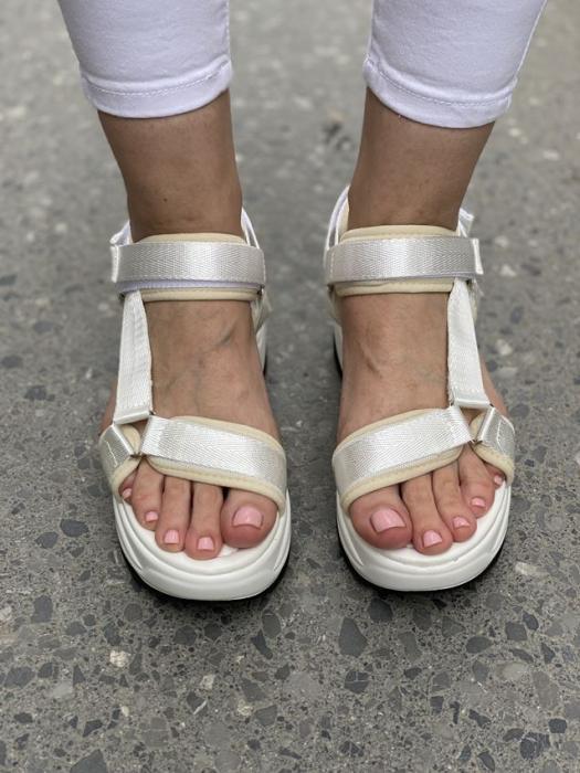 Flatform δίσολο σανδάλι με ρυθμιζόμενα υφασματινα λουριά άσπρο LL1445