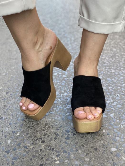 ψηλά τσόκαρα με suede υφή μαύρο 738101