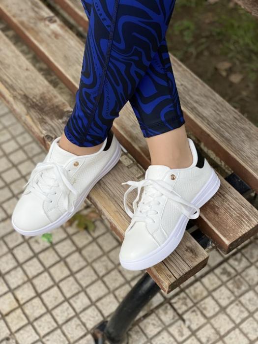 Άσπρο-ροζ χρυσό sneakers με ρόζ χρυσή λεπτομέρεια και κορδόνι BY0351