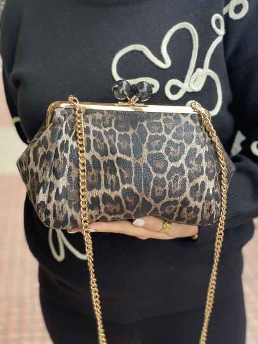 Μαύρο animal print  τσαντάκι-πορτοφόλι AB356