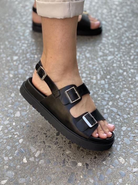 Flatform σανδάλια με ρυθμιζόμενα λουριά μαύρα A6271