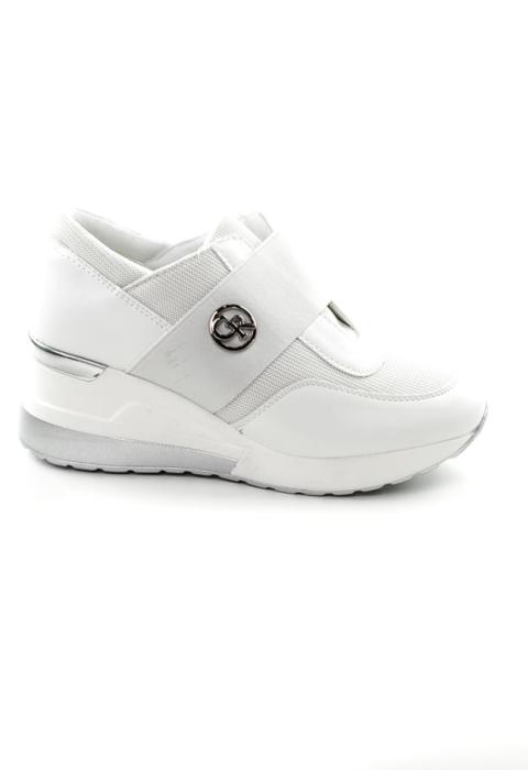 Άσπρο sneakers με λάστιχο και πλατφόρμα H9001