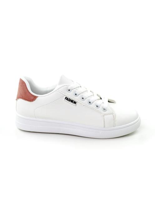 Άσπρο sneakers με ρόζ λεπτομέρεια και κορδόνι OX2513