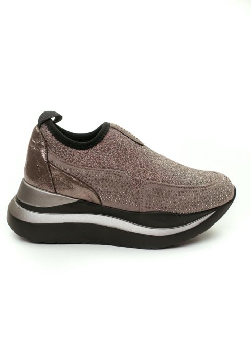 Μαύρο sneakers κάλτσα με πλατφόρμα γκλίτερ και στρας BB130