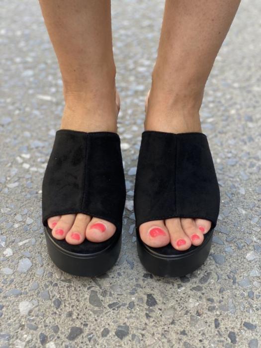 Πλατφόρμα suede μαύρη 5150