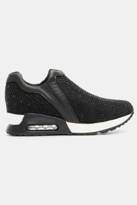 Μαύρο sneakers κάλτσα με πλατφόρμα γκλίτερ και στρας BB130