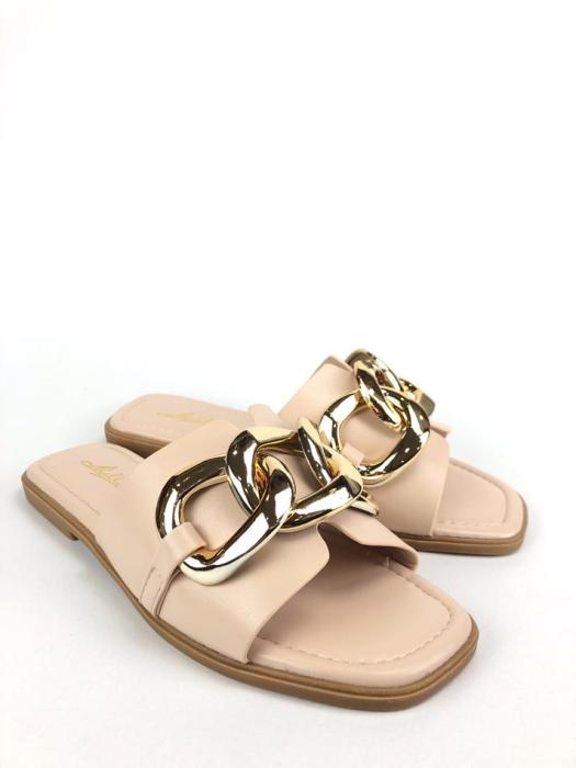 Nude flat σανδάλι με αλυσίδα MS8002