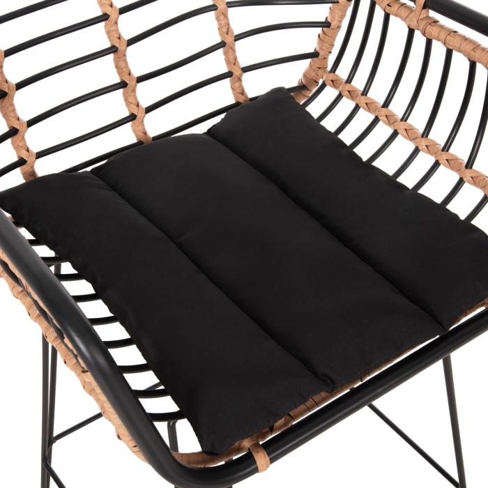 ΣΚΑΜΠΟ ΜΠΑΡ ALLEGRA HM5690.11 ΜΕΤΑΛΛΟ&ΜΑΞΙΛΑΡΙ ΜΑΥΡΟ-WICKER ΜΠΕΖ 55x54x108Υεκ.