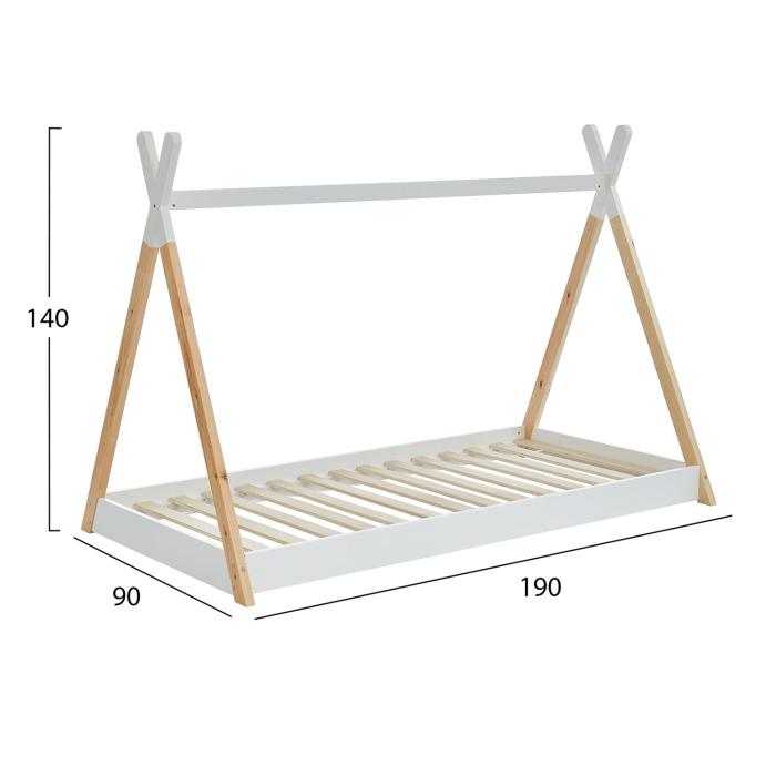 ΚΡΕΒΑΤΙ ΠΑΙΔΙΚΟ MUNK HM699.03 τ.MONTESSORI ΞΥΛΟ ΠΕΥΚΟΥ ΦΥΣΙΚΟ-ΛΕΥΚΟ- 190x90εκ