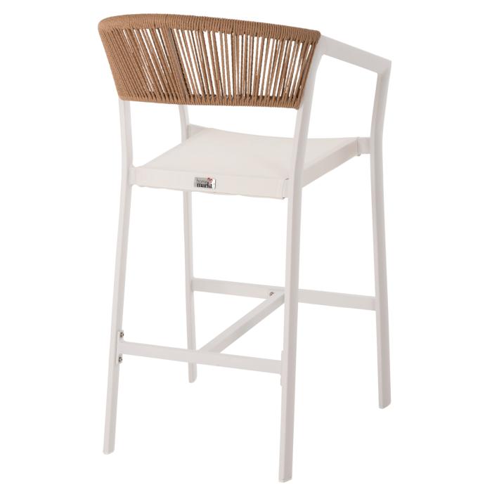 ΣΚΑΜΠΟ ΑΛΟΥΜΙΝΙΟΥ HM5892.12 ΜΕΣΑΙΟΥ ΥΨΟΥΣ RATTAN & TEXTLINE ΛΕΥΚΟ ΜΠΕΖ 55x56,5x99Y