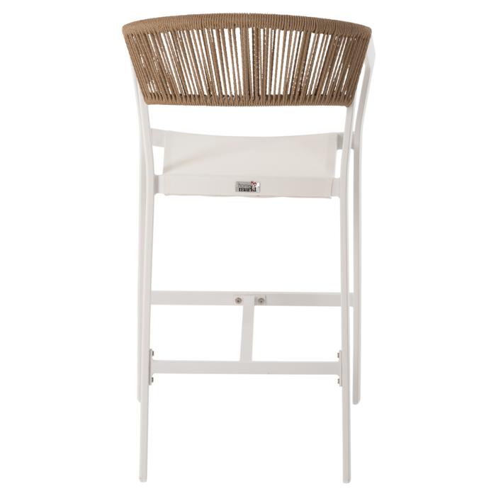 ΣΚΑΜΠΟ ΑΛΟΥΜΙΝΙΟΥ HM5892.12 ΜΕΣΑΙΟΥ ΥΨΟΥΣ RATTAN & TEXTLINE ΛΕΥΚΟ ΜΠΕΖ 55x56,5x99Y