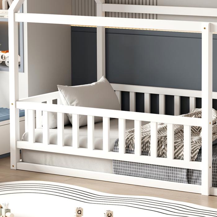 ΚΡΕΒΑΤΙ ΠΑΙΔΙΚΟ ΜΕ ΚΑΓΚΕΛΟ HOUSER HM706.03 τ.MONTESSORI ΞΥΛΟ ΠΕΥΚΟ ΛΕΥΚΟ-190x90εκ
