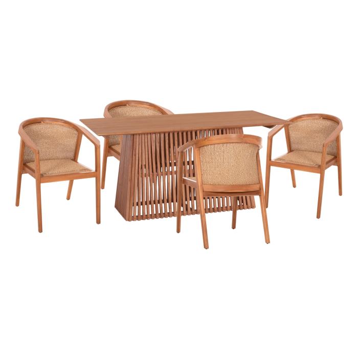 ΣΕΤ ΤΡΑΠΕΖΑΡΙΑΣ 5ΤΜΧ RENLY HM21078.02 ΟΡΘΟΓΩΝΙΟ ΤΡΑΠΕΖΙ & 4 ΚΑΡΕΚΛΕΣ