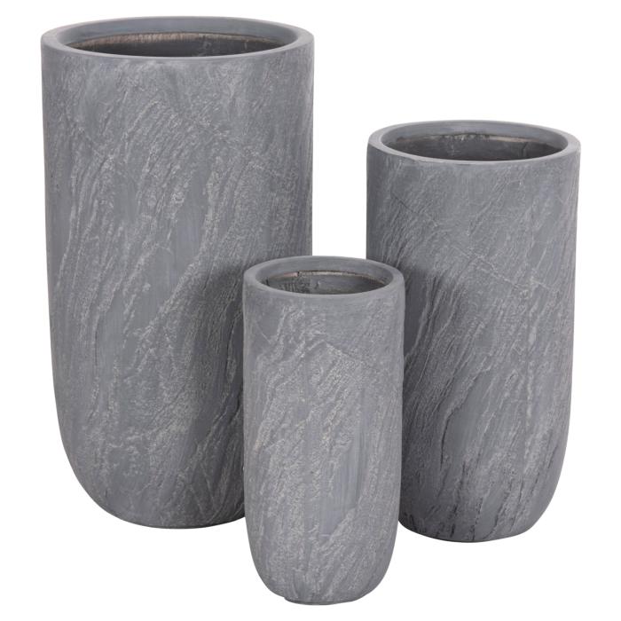 ΣΕΤ 3ΤΜΧ ΓΛΑΣΤΡΕΣ ΚΥΛΙΝΔΡΟΙ ΣΕΙΡΑ GARDENER HM4720 FIBERCLAY-ΧΡΩΜΑ CEMENT Φ44x79Υεκ