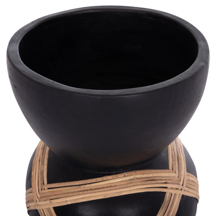 ΔΙΑΚΟΣΜΗΤΙΚΟ ΒΑΖΟ ΔΑΠΕΔΟΥ MAYNARD HM4672.01L FIBER CEMENT ΜΑΥΡΟ-RATTAN Φ32x62.5Υεκ