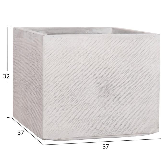 ΣΕΤ 4ΤΜΧ ΓΛΑΣΤΡΕΣ ΤΕΤΡΑΓΩΝΕΣ GARDENER HM4730 FIBERCLAY ΓΚΡΙ CEMENT 37x37x32Υεκ.