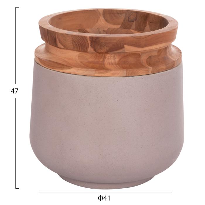 ΔΙΑΚΟΣΜΗΤΙΚΟ ΒΑΖΟ ΔΑΠΕΔΟΥ LINTER HM4662.05L FIBER CEMENT ΓΚΡΙ ΜΑΤ--ΞΥΛΟ ΤΕΑΚ Φ41x47Υεκ