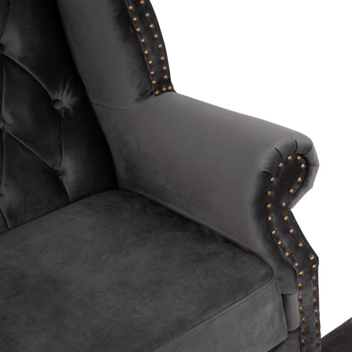 ΠΟΛΥΘΡΟΝΑ-ΜΠΕΡΖΕΡΑ ΓΚΡΙ ΒΕΛΟΥΔΟ T.CHESTERFIELD POLINA 83x75x107Yεκ.HM0053.10