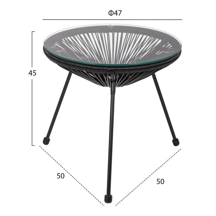 ΣΕΤ ΤΡΑΠΕΖΑΡΙΑΣ 3ΤΜΧ HM11871 ΜΕΤΑΛΛΟ & RATTAN ΣΕ ΜΑΥΡΟ ΧΡΩΜΑ