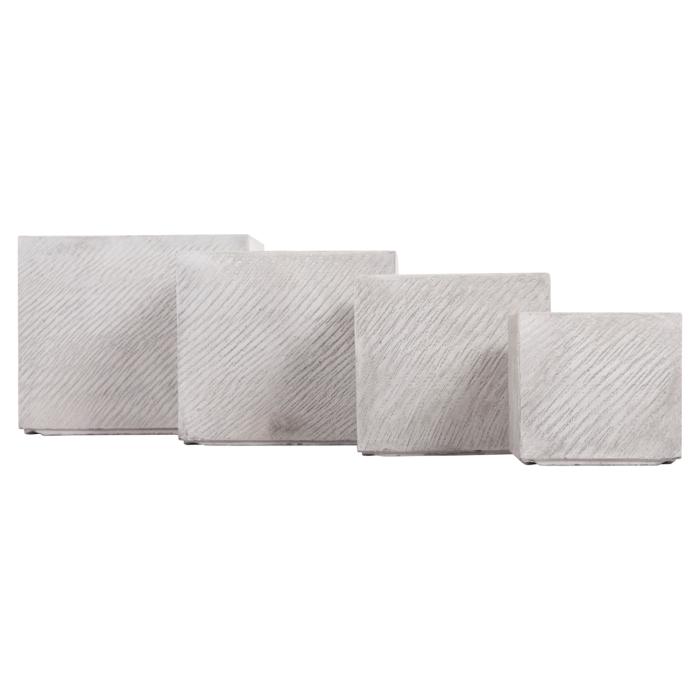 ΣΕΤ 4ΤΜΧ ΓΛΑΣΤΡΕΣ ΤΕΤΡΑΓΩΝΕΣ GARDENER HM4730 FIBERCLAY ΓΚΡΙ CEMENT 37x37x32Υεκ.